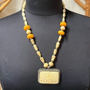 Carved Elephants Necklace